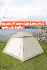 SHUFA 4 Tarafı Kare Tenteli Tam Otomatik Kamp Çadırı 210*210*140